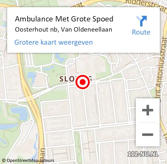 Locatie op kaart van de 112 melding: Ambulance Met Grote Spoed Naar Oosterhout nb, Van Oldeneellaan op 2 januari 2020 11:20