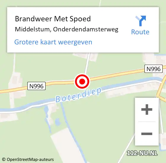 Locatie op kaart van de 112 melding: Brandweer Met Spoed Naar Middelstum, Onderdendamsterweg op 2 januari 2020 12:36