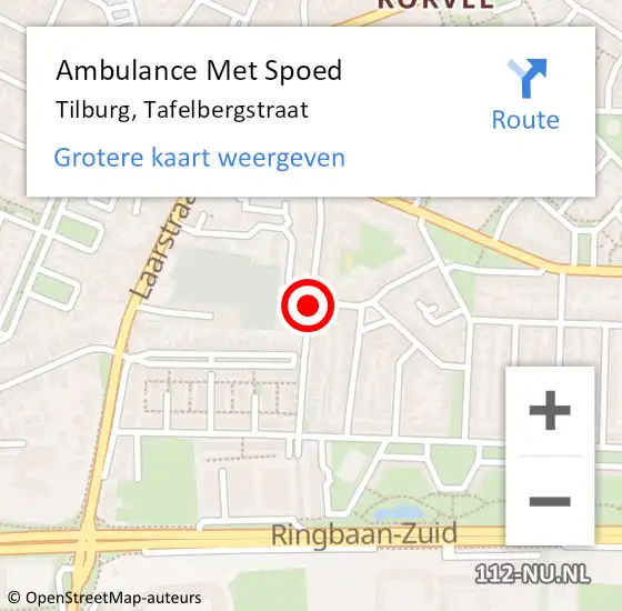 Locatie op kaart van de 112 melding: Ambulance Met Spoed Naar Tilburg, Tafelbergstraat op 2 januari 2020 12:44