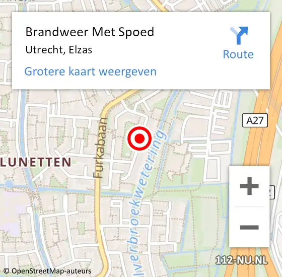 Locatie op kaart van de 112 melding: Brandweer Met Spoed Naar Utrecht, Elzas op 2 januari 2020 12:58