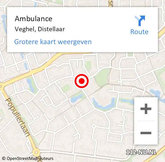 Locatie op kaart van de 112 melding: Ambulance Veghel, Distellaar op 2 januari 2020 13:52
