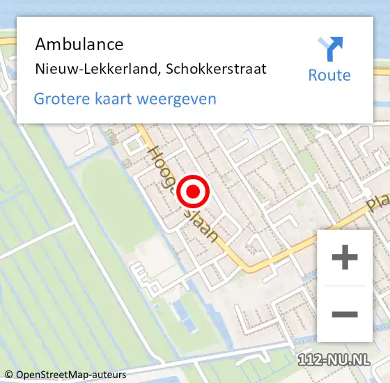 Locatie op kaart van de 112 melding: Ambulance Nieuw-Lekkerland, Schokkerstraat op 2 januari 2020 14:17