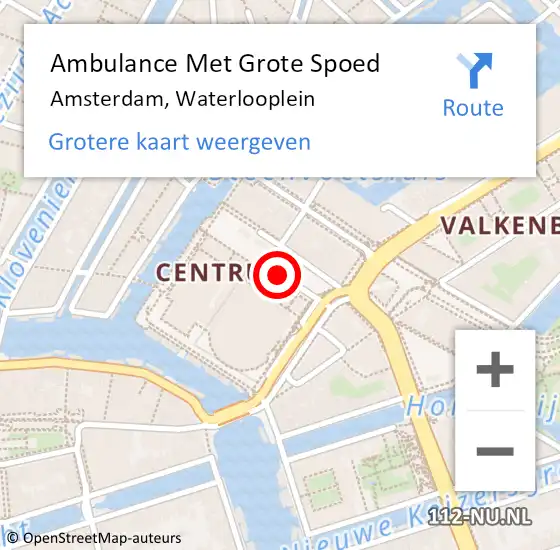 Locatie op kaart van de 112 melding: Ambulance Met Grote Spoed Naar Amsterdam, Waterlooplein op 2 januari 2020 14:25