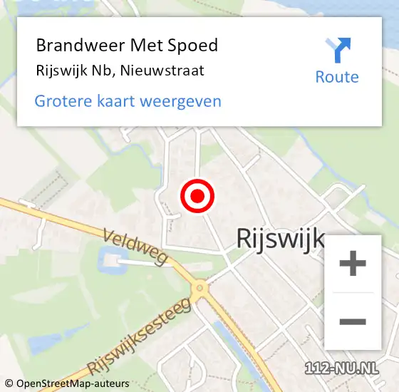 Locatie op kaart van de 112 melding: Brandweer Met Spoed Naar Rijswijk Nb, Nieuwstraat op 2 januari 2020 14:33