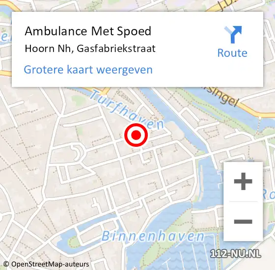 Locatie op kaart van de 112 melding: Ambulance Met Spoed Naar Hoorn Nh, Gasfabriekstraat op 2 januari 2020 14:42