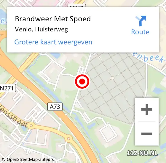 Locatie op kaart van de 112 melding: Brandweer Met Spoed Naar Venlo, Hulsterweg op 2 januari 2020 15:19