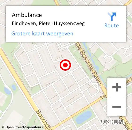 Locatie op kaart van de 112 melding: Ambulance Eindhoven, Pieter Huyssensweg op 2 januari 2020 17:05