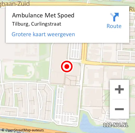 Locatie op kaart van de 112 melding: Ambulance Met Spoed Naar Tilburg, Curlingstraat op 2 januari 2020 17:20