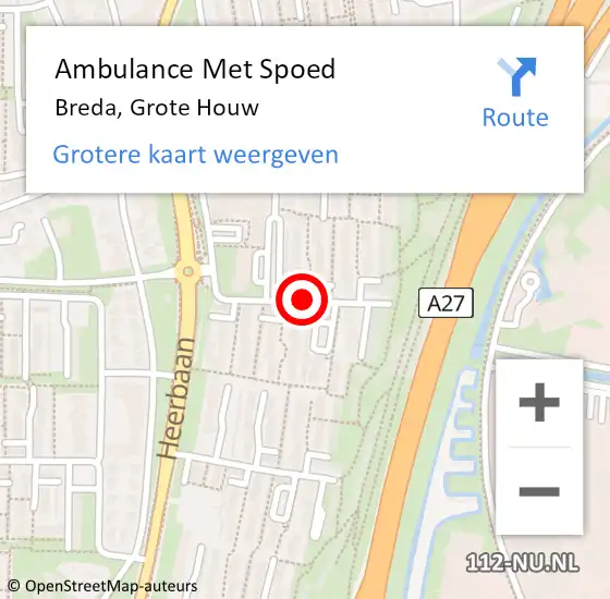 Locatie op kaart van de 112 melding: Ambulance Met Spoed Naar Breda, Grote Houw op 2 januari 2020 17:30
