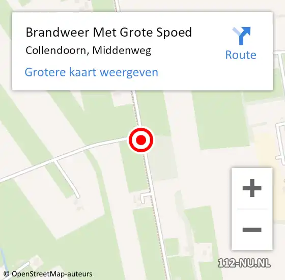 Locatie op kaart van de 112 melding: Brandweer Met Grote Spoed Naar Collendoorn, Middenweg op 2 januari 2020 17:53