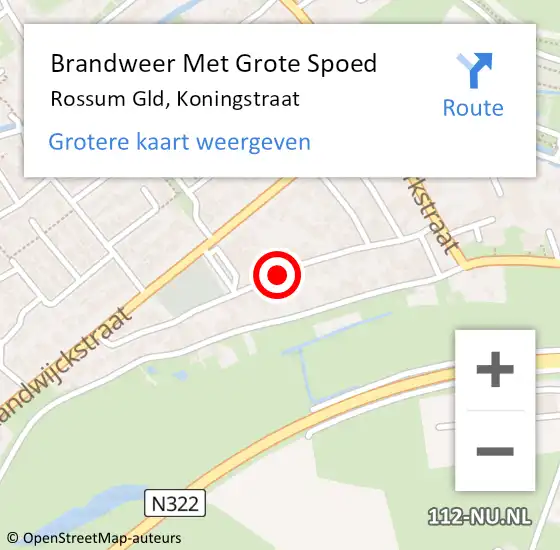 Locatie op kaart van de 112 melding: Brandweer Met Grote Spoed Naar Rossum Gld, Koningstraat op 29 september 2013 22:11