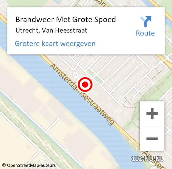 Locatie op kaart van de 112 melding: Brandweer Met Grote Spoed Naar Utrecht, Van Heesstraat op 2 januari 2020 19:16