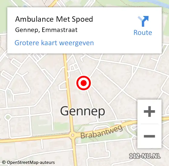 Locatie op kaart van de 112 melding: Ambulance Met Spoed Naar Gennep, Emmastraat op 2 januari 2020 20:31