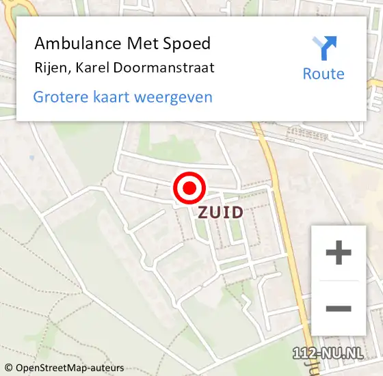 Locatie op kaart van de 112 melding: Ambulance Met Spoed Naar Rijen, Karel Doormanstraat op 2 januari 2020 20:39