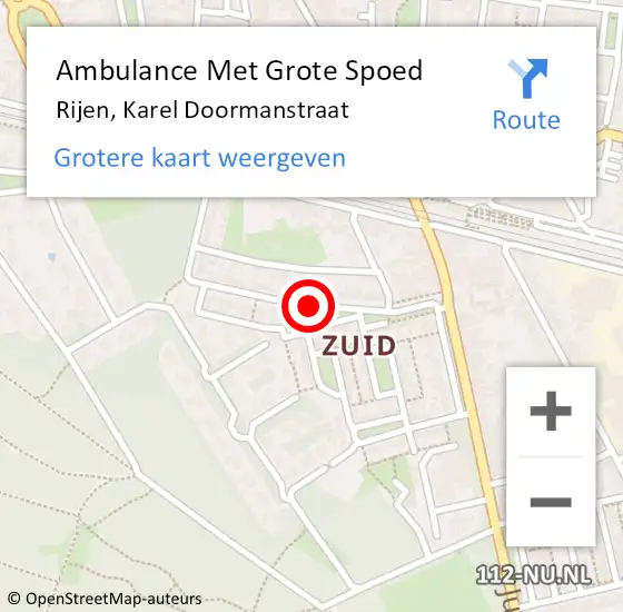 Locatie op kaart van de 112 melding: Ambulance Met Grote Spoed Naar Rijen, Karel Doormanstraat op 2 januari 2020 20:43