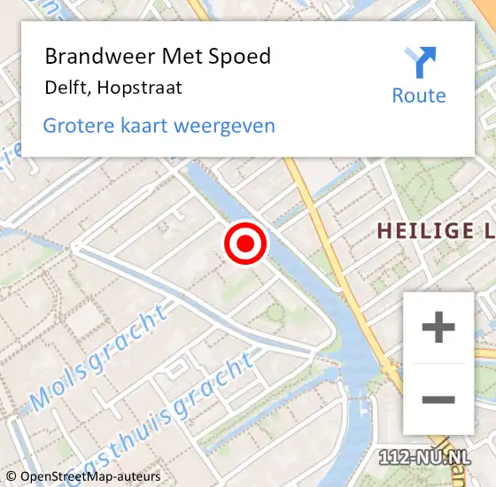 Locatie op kaart van de 112 melding: Brandweer Met Spoed Naar Delft, Hopstraat op 2 januari 2020 21:18