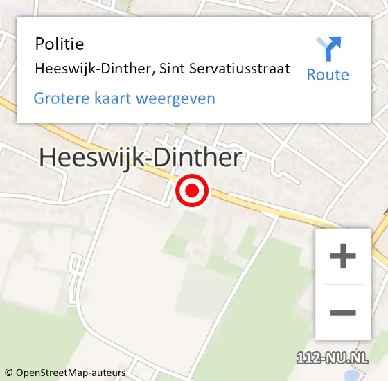 Locatie op kaart van de 112 melding: Politie Heeswijk-Dinther, Sint Servatiusstraat op 24 april 2014 15:08