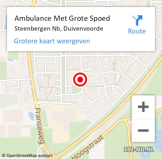 Locatie op kaart van de 112 melding: Ambulance Met Grote Spoed Naar Steenbergen Nb, Duivenvoorde op 2 januari 2020 22:27