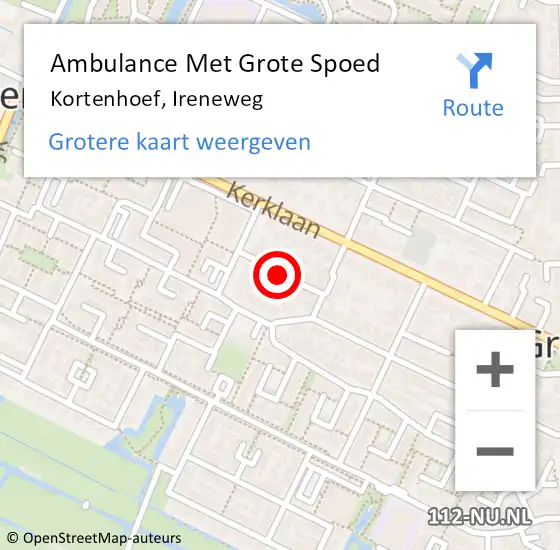 Locatie op kaart van de 112 melding: Ambulance Met Grote Spoed Naar Kortenhoef, Ireneweg op 24 april 2014 15:14