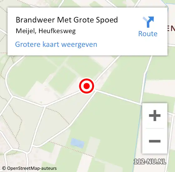 Locatie op kaart van de 112 melding: Brandweer Met Grote Spoed Naar Meijel, Heufkesweg op 3 januari 2020 00:22