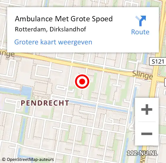 Locatie op kaart van de 112 melding: Ambulance Met Grote Spoed Naar Rotterdam, Dirkslandhof op 3 januari 2020 00:44