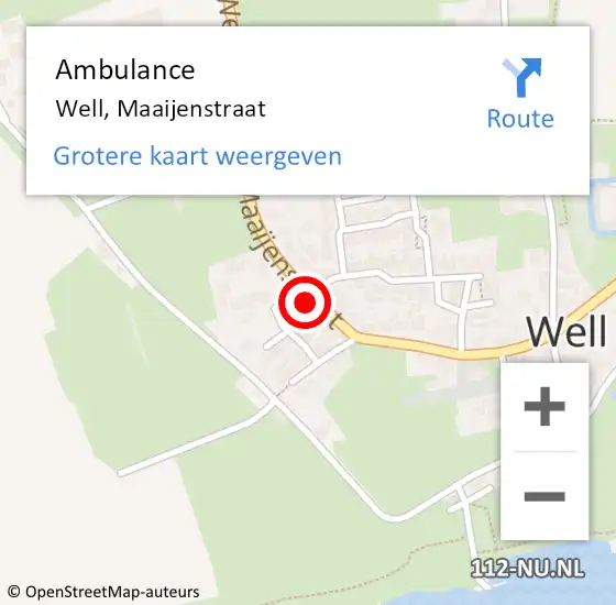 Locatie op kaart van de 112 melding: Ambulance Well, Maaijenstraat op 24 april 2014 15:22