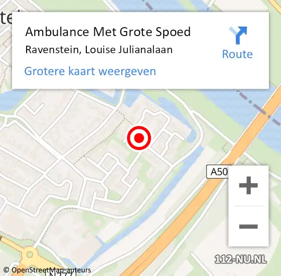 Locatie op kaart van de 112 melding: Ambulance Met Grote Spoed Naar Ravenstein, Louise Julianalaan op 3 januari 2020 02:46