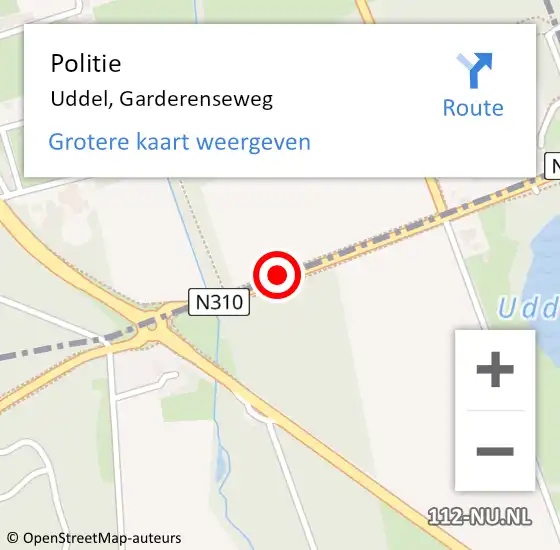 Locatie op kaart van de 112 melding: Politie Uddel, Garderenseweg op 3 januari 2020 06:36