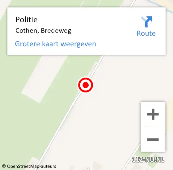 Locatie op kaart van de 112 melding: Politie Cothen, Bredeweg op 3 januari 2020 06:46