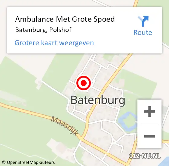 Locatie op kaart van de 112 melding: Ambulance Met Grote Spoed Naar Batenburg, Polshof op 3 januari 2020 07:18