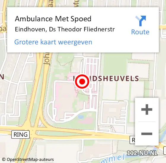 Locatie op kaart van de 112 melding: Ambulance Met Spoed Naar Eindhoven, Ds Theodor Fliednerstr op 3 januari 2020 08:37