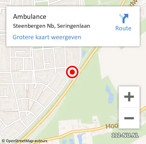 Locatie op kaart van de 112 melding: Ambulance Steenbergen Nb, Seringenlaan op 3 januari 2020 08:37