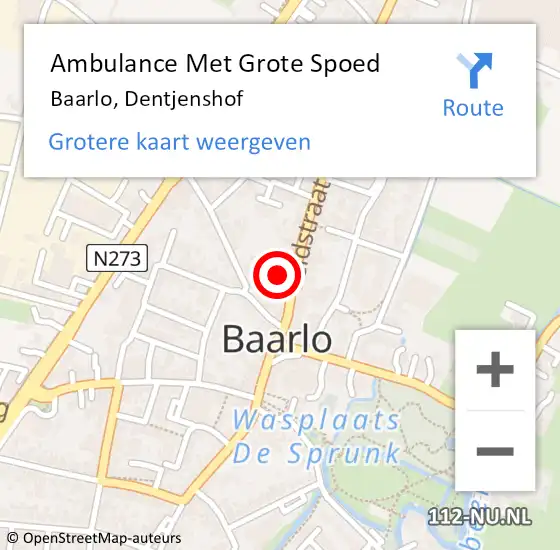 Locatie op kaart van de 112 melding: Ambulance Met Grote Spoed Naar Baarlo, Dentjenshof op 3 januari 2020 09:26