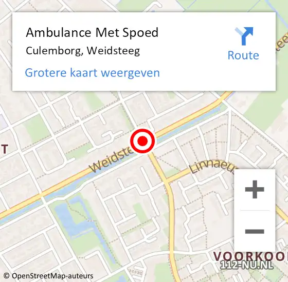 Locatie op kaart van de 112 melding: Ambulance Met Spoed Naar Culemborg, Weidsteeg op 3 januari 2020 09:47