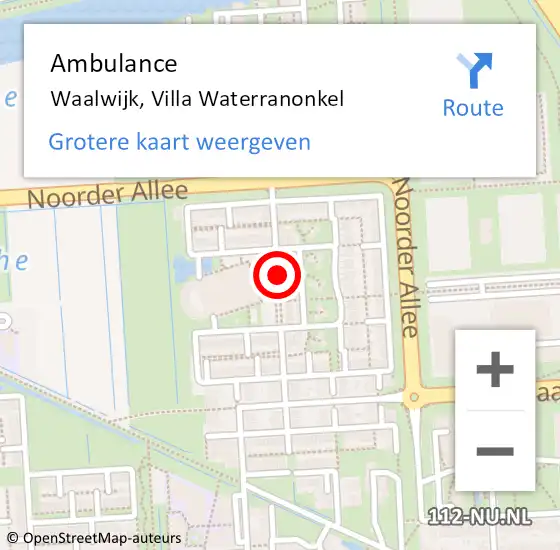 Locatie op kaart van de 112 melding: Ambulance Waalwijk, Villa Waterranonkel op 3 januari 2020 10:06