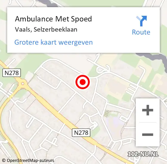 Locatie op kaart van de 112 melding: Ambulance Met Spoed Naar Vaals, Selzerbeeklaan op 24 april 2014 15:45