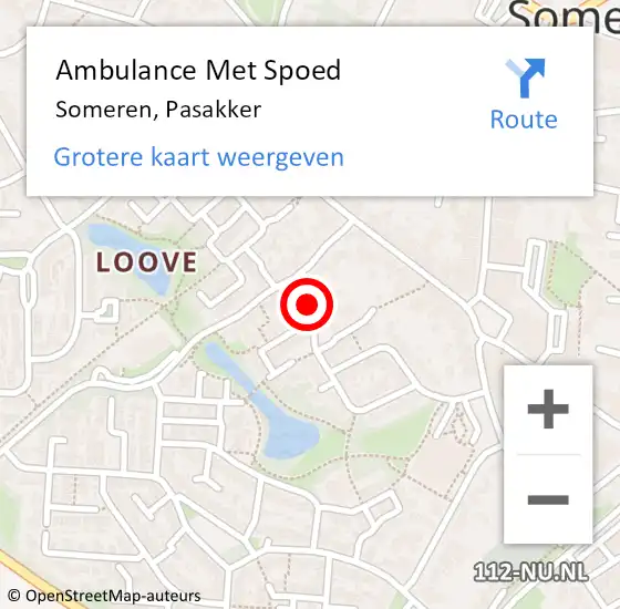 Locatie op kaart van de 112 melding: Ambulance Met Spoed Naar Someren, Pasakker op 3 januari 2020 11:24