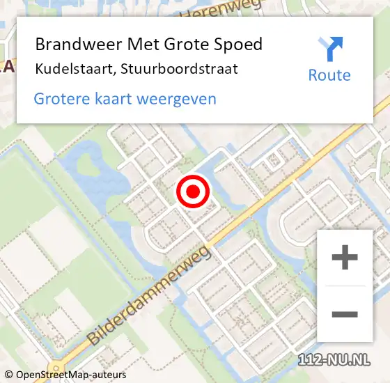 Locatie op kaart van de 112 melding: Brandweer Met Grote Spoed Naar Kudelstaart, Stuurboordstraat op 3 januari 2020 11:55