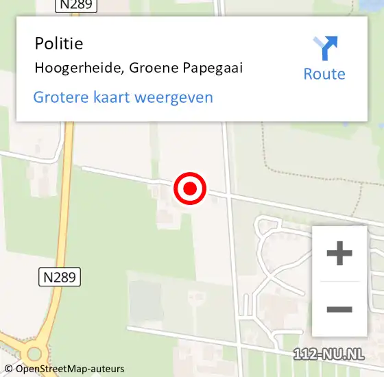 Locatie op kaart van de 112 melding: Politie Hoogerheide, Groene Papegaai op 3 januari 2020 14:55