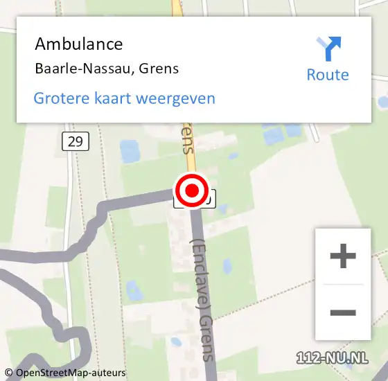 Locatie op kaart van de 112 melding: Ambulance Baarle-Nassau, Grens op 3 januari 2020 15:06