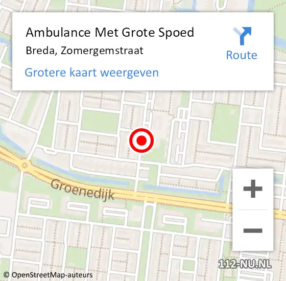 Locatie op kaart van de 112 melding: Ambulance Met Grote Spoed Naar Breda, Zomergemstraat op 3 januari 2020 15:26