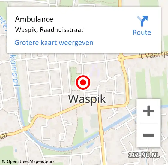 Locatie op kaart van de 112 melding: Ambulance Waspik, Raadhuisstraat op 3 januari 2020 15:32