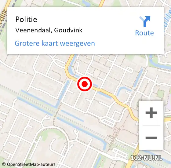 Locatie op kaart van de 112 melding: Politie Veenendaal, Goudvink op 3 januari 2020 16:36