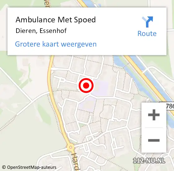 Locatie op kaart van de 112 melding: Ambulance Met Spoed Naar Dieren, Essenhof op 29 september 2013 22:26