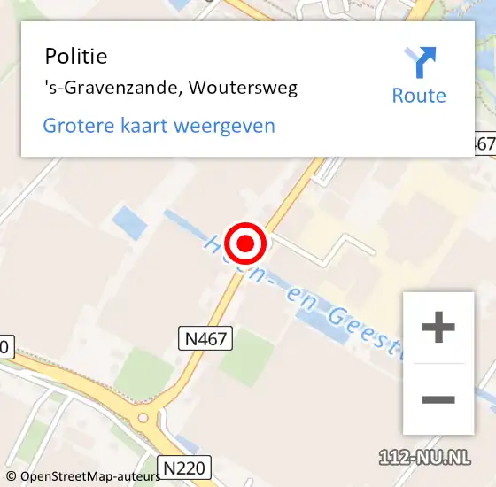 Locatie op kaart van de 112 melding: Politie 's-Gravenzande, Woutersweg op 24 april 2014 16:27