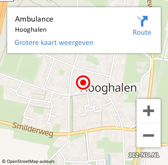 Locatie op kaart van de 112 melding: Ambulance Hooghalen op 29 september 2013 22:26