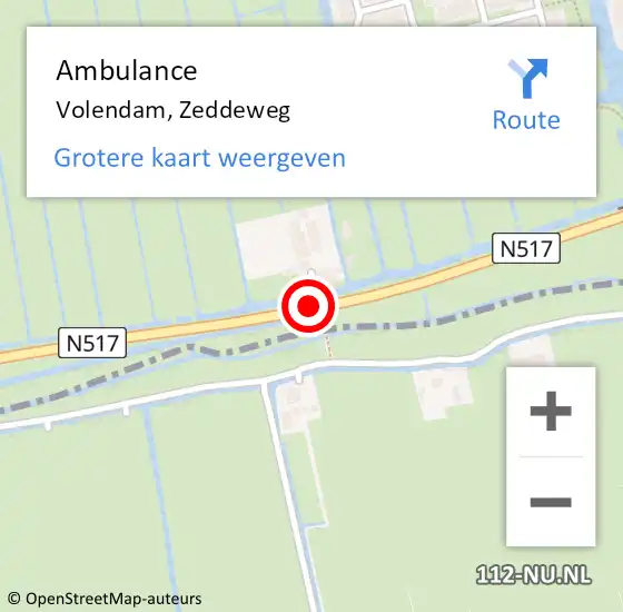 Locatie op kaart van de 112 melding: Ambulance Volendam, Zeddeweg op 3 januari 2020 18:21