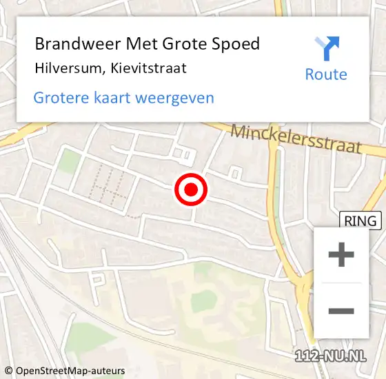 Locatie op kaart van de 112 melding: Brandweer Met Grote Spoed Naar Hilversum, Kievitstraat op 3 januari 2020 19:04