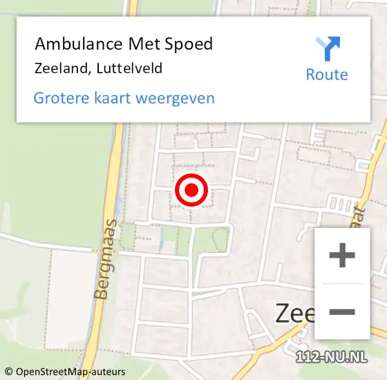 Locatie op kaart van de 112 melding: Ambulance Met Spoed Naar Zeeland, Luttelveld op 3 januari 2020 20:08