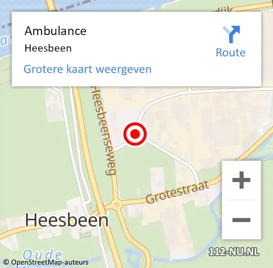 Locatie op kaart van de 112 melding: Ambulance Heesbeen op 3 januari 2020 20:09